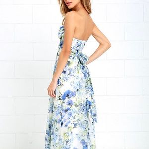 Lulu’s pond ripples ivory print maxi dress medium